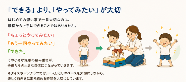 初めての習い事で、できるよりやってみたい気持ちを大切にする東大阪の体操教室